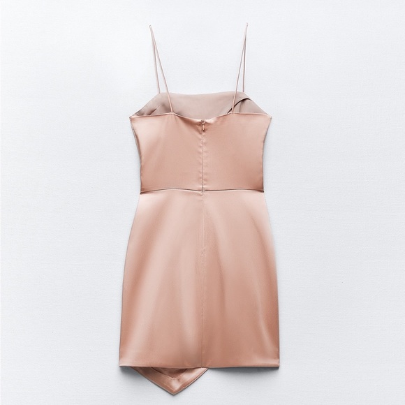 Zara dress satin effect bodycon mini party coctail cut out dusty rose - Picture 3 of 7